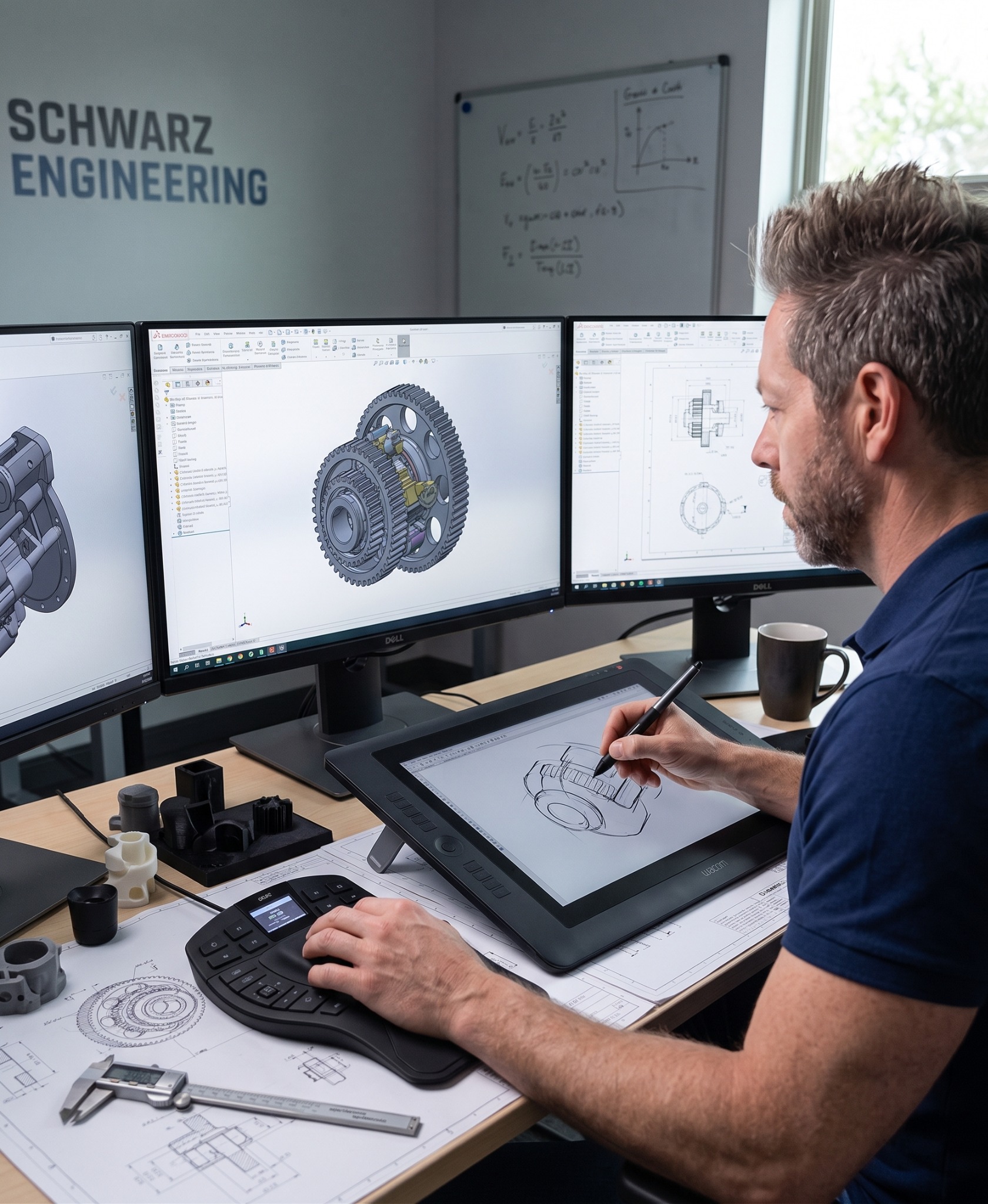 Konstruktion an einem CAD-Arbeitsplatz